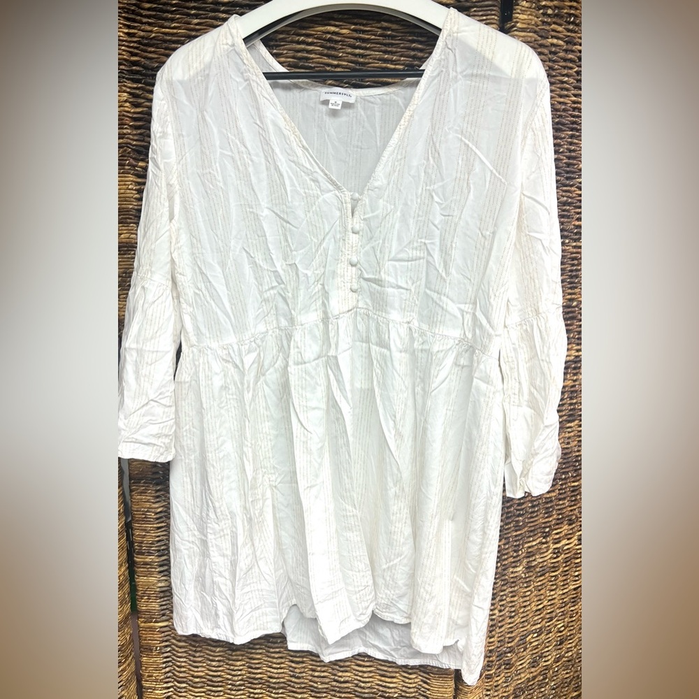 Summersalt White Women's Mini Cover‎ Up Top- Size: Medium, White/Matte Gold